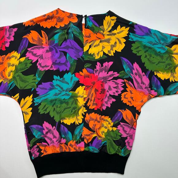 Vintage 1980’s Abstract Floral Pullover Blouse Top - Picture 7 of 8